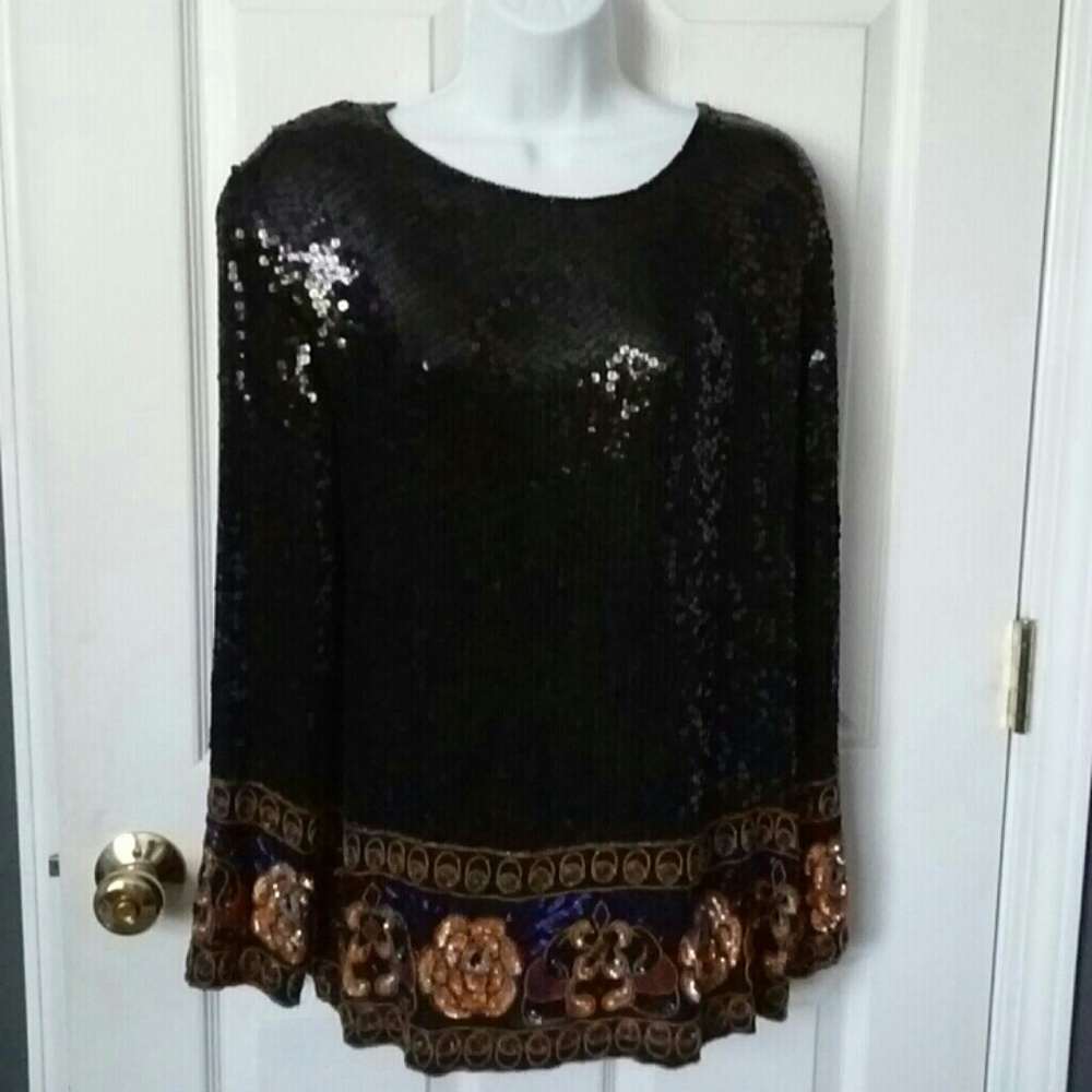 NWOT Carolyn Barton Night Sequin top